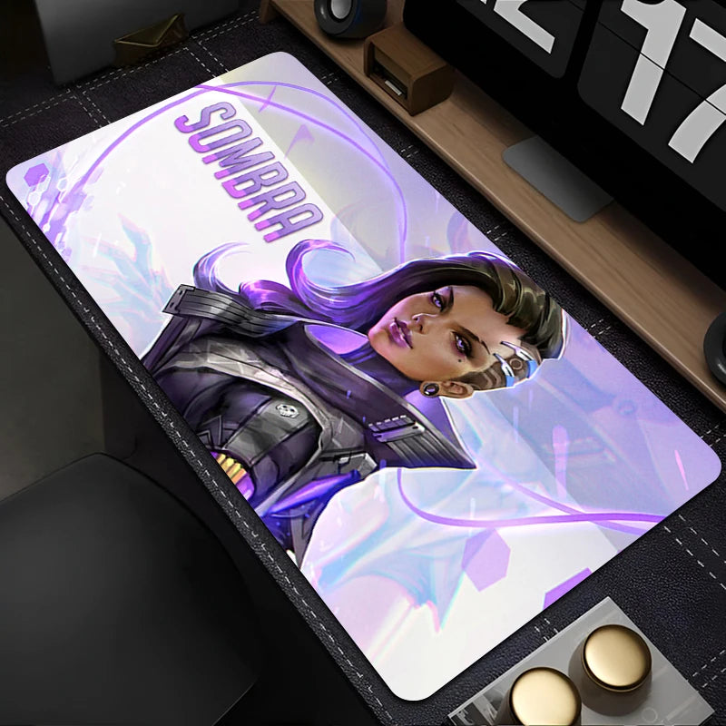 PC pelės kilimėlis Overwatch Sombra Sexy, nešiojamojo kompiuterio pelės kilimėlis, violetinis Kawaii anime merginos klaviatūros kilimėlis, žaidimų aksesuarai, žaidėjo stalo pelės kilimėlis