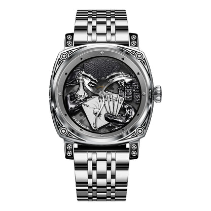 Glenaw Poker Series Top Brand Luxury Fashion Personalized Fully Automatic Mechanical Gold Watch Men's Waterproof Watch
