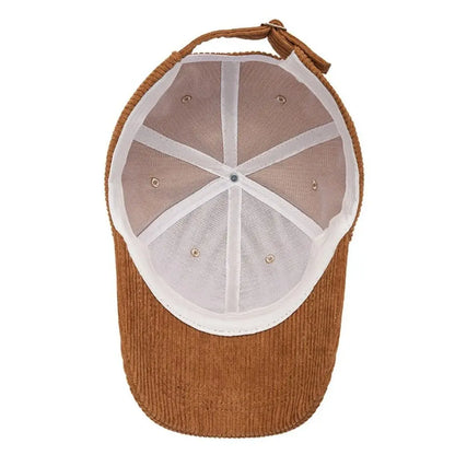Unisex kordbársony baseball sapka, állítható napellenző sapka, hiphop sapka, férfiaknak