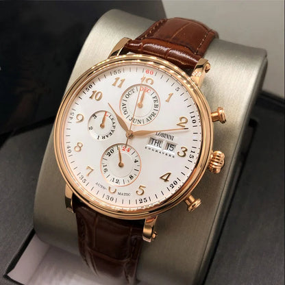 Luxury Brand Switzerland LOBINNI Ewiger Kalender Automatische mechanische Herrenuhr Saphirglas Multifunktionsuhr L13019-8