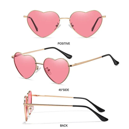 Heart-Shaped Sunglasses Heart Sun Glasses Shades Vintage 90s Glasses UV400 Protection Metal Frame Sunglasses Fancy Accessories