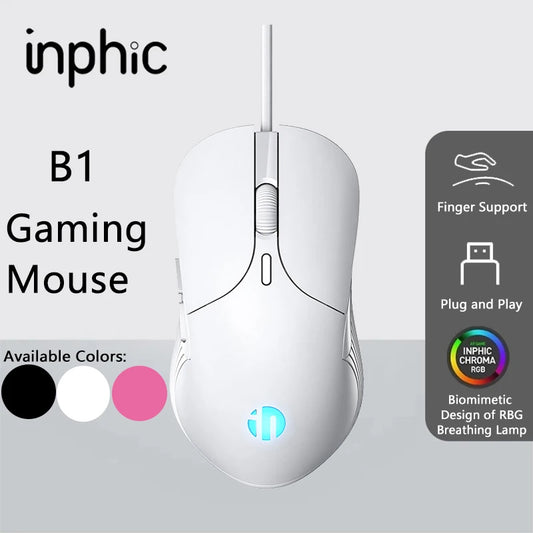 INPHIC B1 kabelgebundene USB-Maus, leise Office- und Gaming-Maus für PC und Laptops