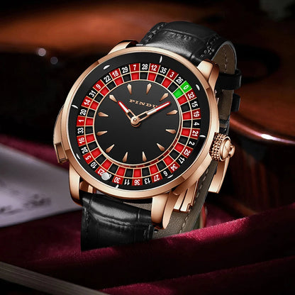 PINDU Watch Top Brand Luxury Upgraded Version Button Roulette Men's Mechanical Watch Stainless Steel NH35A Sapphire Glass Watch