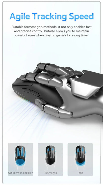 AJAZZ AJ139 V2 MC/AJ139 PRO belaidė žaidimų pelė su PAW3311/PAW3395 jutikliu, 12000DPI/26000DPI, 500mAh „Bluetooth“ pelė žaidėjams, skirta PC
