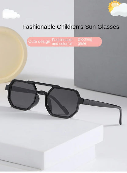 Children’s Sunglasses Vintage Double-beam Sun Glasses UV400 Outdoor Girl Boy Fashion Glasses Classic Square Kids Sunglasses