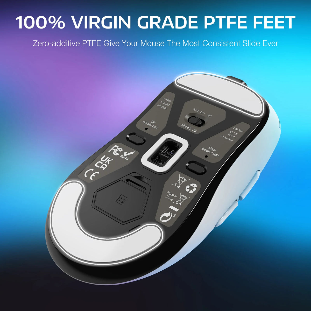 ATTACK SHARK X3 Wireless Gaming Mouse, Ultra-Light 49g Ergonomic Gaming Mouse with PAW3395 Sensor, Tri-Mode Bluetooth/2.4G/USB, 26K DPI Programmable Mouse