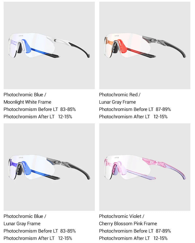 Kapvoe New Outdoor Running Cycling Glasses Bike Photochromic Sunglasses Women Eyewear Men Sports Marathon Bicycle UV400 Goggles