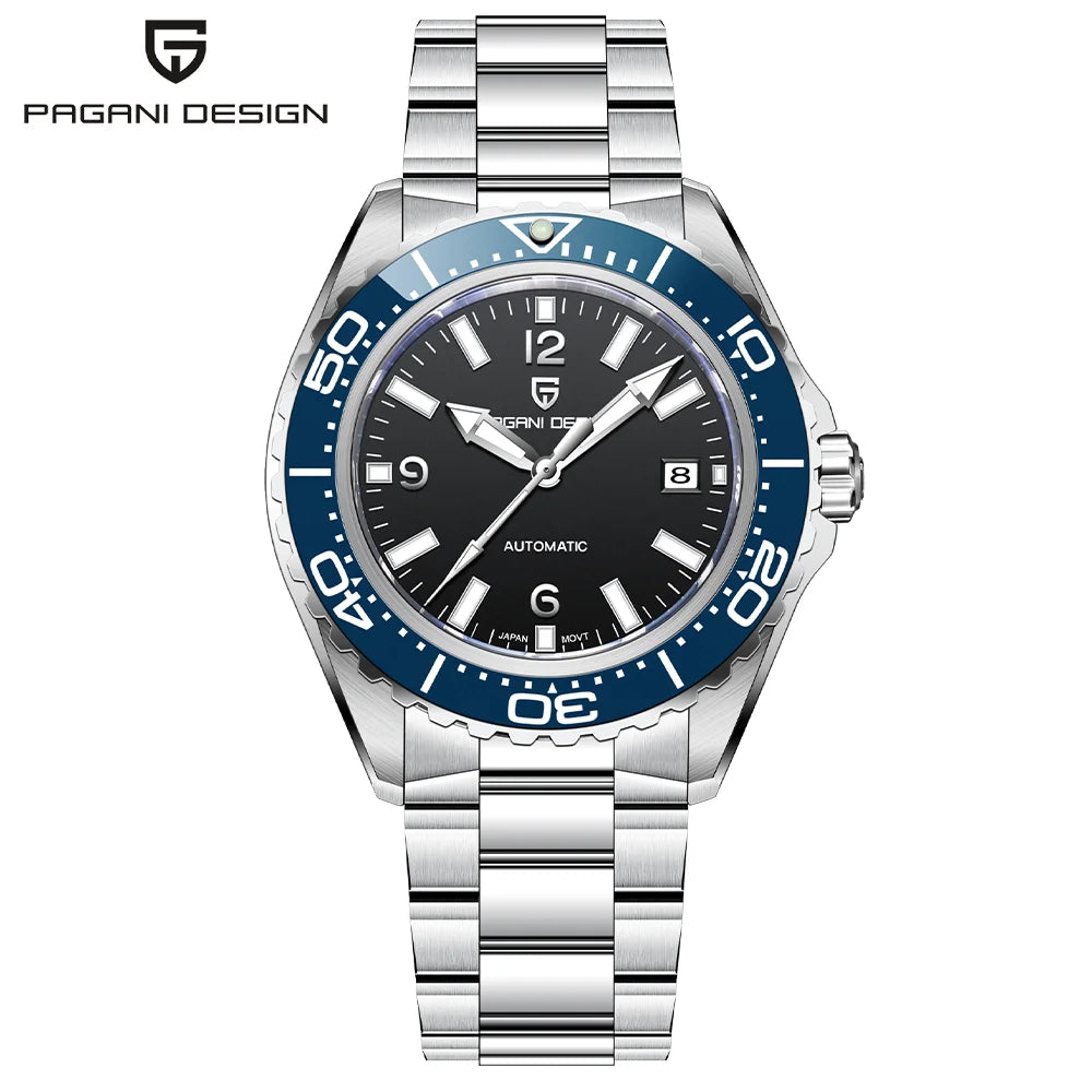 Pagani Design Top Brand New Men's Mechanical Watch Luxury Sapphire Stainless Steel 100m Waterproof Ceramic Bezel Automatic Watch
