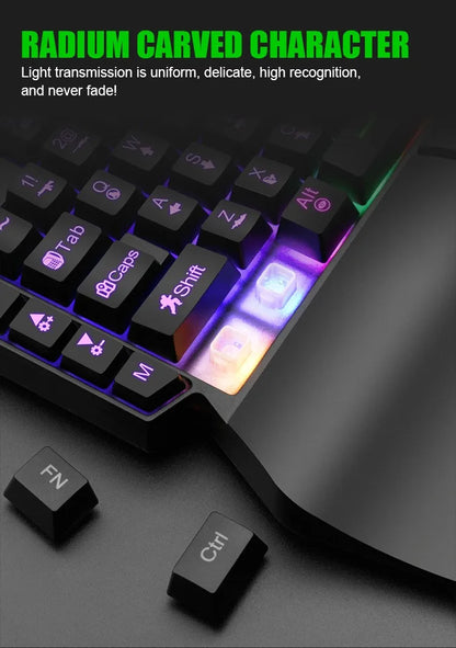 Mini teclado gaming de uma só mão com 35 teclas, USB, ultrafino, com fios e retroiluminado, para portátil, PC de secretária e smartphone