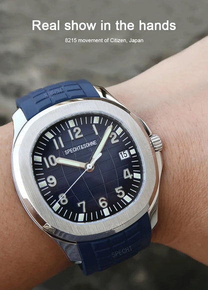 Specht&Sohne 2025 New Luxury Men Mechanical Wristwatch Miyota 8215 Stainless Steel Watch Green Rubber Sapphire Reloj Hombre