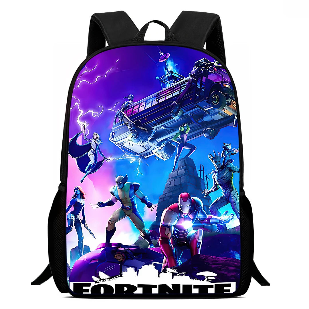 Fortnite 15 tommer tegneserie-skolerygsæk til børn, drenge og piger, cool gaming-print, let og rummelig rygsæk, egnet til alderen 5-8