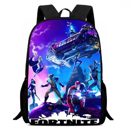 Fortnite 15 tommer tegneserie-skolerygsæk til børn, drenge og piger, cool gaming-print, let og rummelig rygsæk, egnet til alderen 5-8