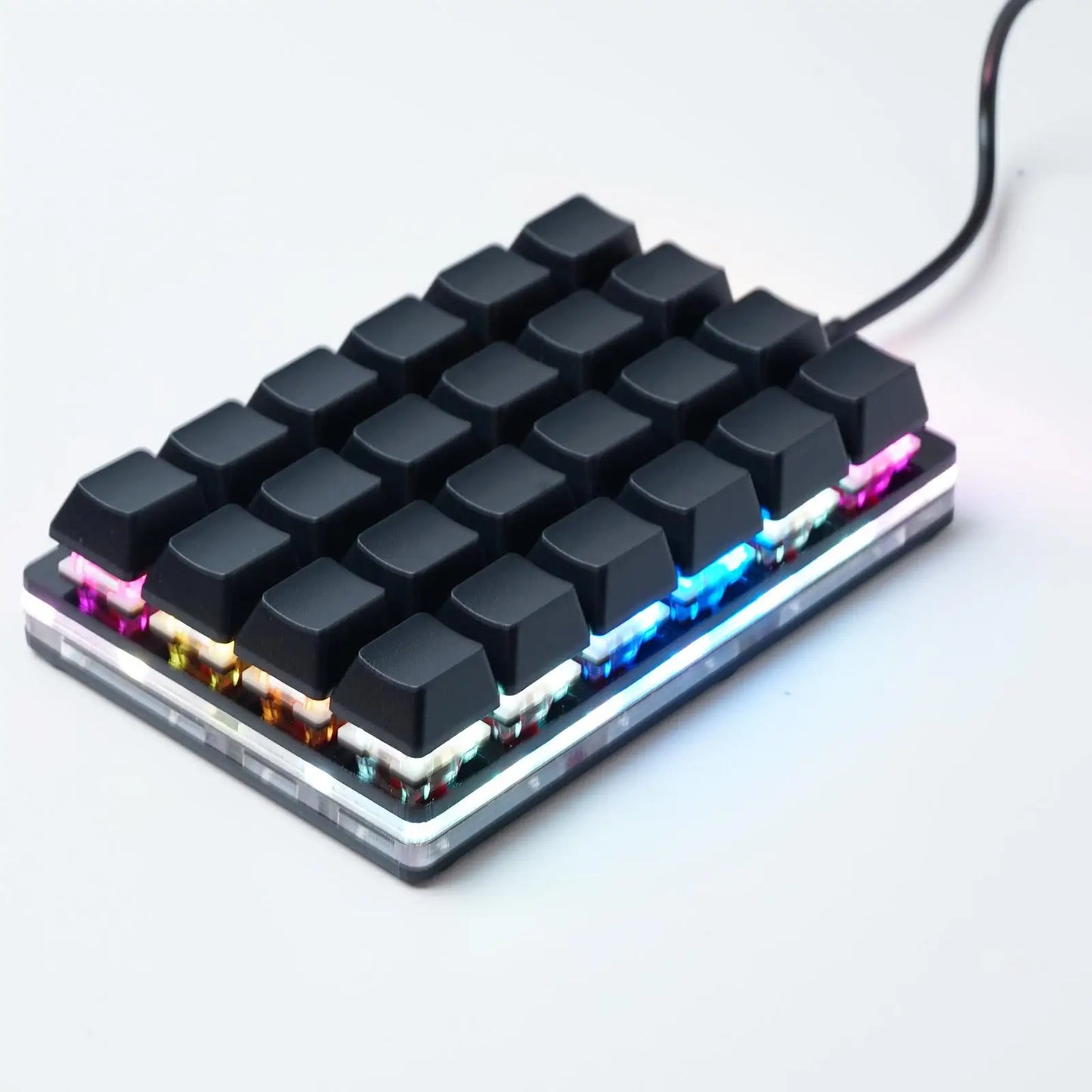 Mini teclado mecânico USB personalizado de 24 teclas preto/branco para gaming, Sayo Device, teclado programável de atalhos com teclas macro