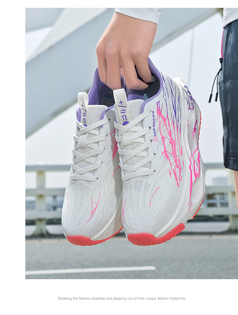 Men Women Ultra Light Carbon Plate Running Shoes Breathable Mesh Upper Soft Midsole Rubber Outsole for Running Training Sneakers