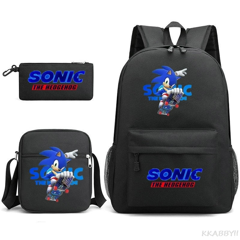 Sonic Backpacks Student School Bags for Teen Men Women Tote Bag Clutch Pocket Nylon Backpacks Travel Mochilas