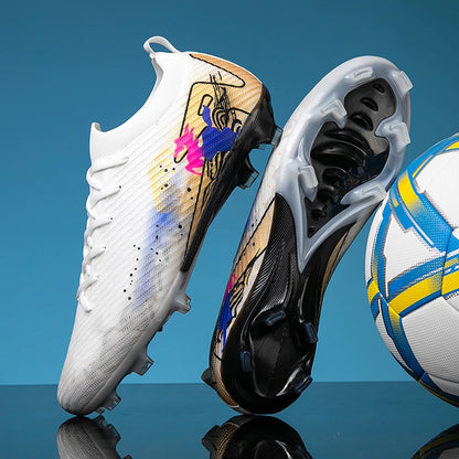 New Men Football Boots Soccer Cleats FG Non-Slip Training Shoes Soccer Shoes Long Spikes Match Ultralight Outdoor Drop Shipping