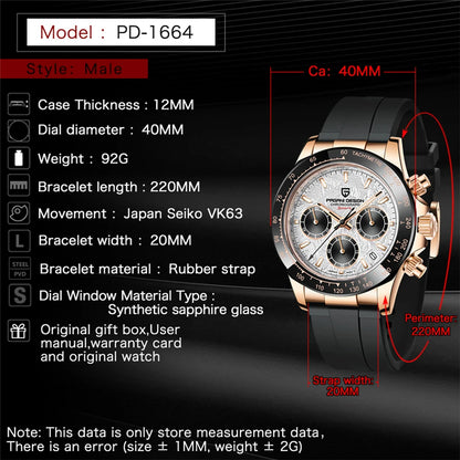 PAGANI DESIGN V2 40MM Quadrante meteorite Orologio da uomo al quarzo Cronografo retro in zaffiro Orologio impermeabile da uomo Reloj0 hombr