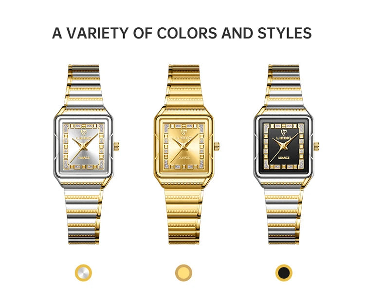 LIEBIG Lady Top Brand Luxury Quartz Watches Stainless Steel Strip Watch For Women Fashion Waterproof Wristwatch Relogio Feminino