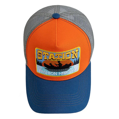 Șapcă de pescuit de vară, din plasă respirabilă, tip „trucker”, pentru bărbați și femei, cu design brodat în stil pescăresc, șapcă „snapback”, pentru pescuit în aer liber