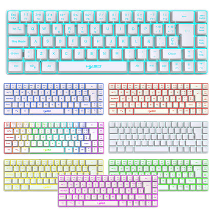 Promoção imperdível! Teclado gaming com fios espanhol de 69 teclas, retroiluminação RGB e design compacto 68%, um acessório indispensável para profissionais de escritório e gamers