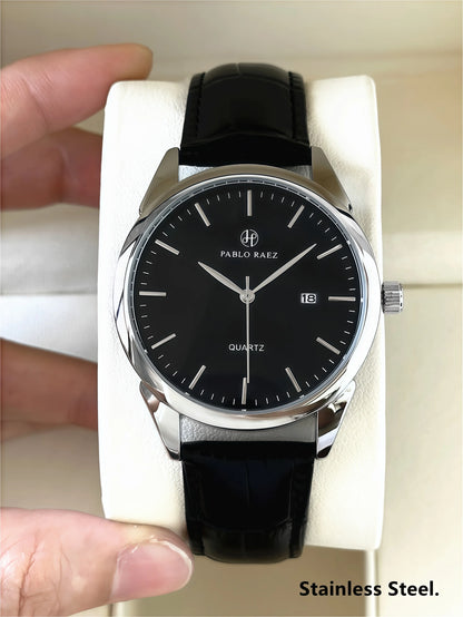 PABLO RAEZ Actual Photo Classic Top Brand Luxury Men Watch Male Date Casual Clock Leather Waterproof Quartz Business Wristwatch