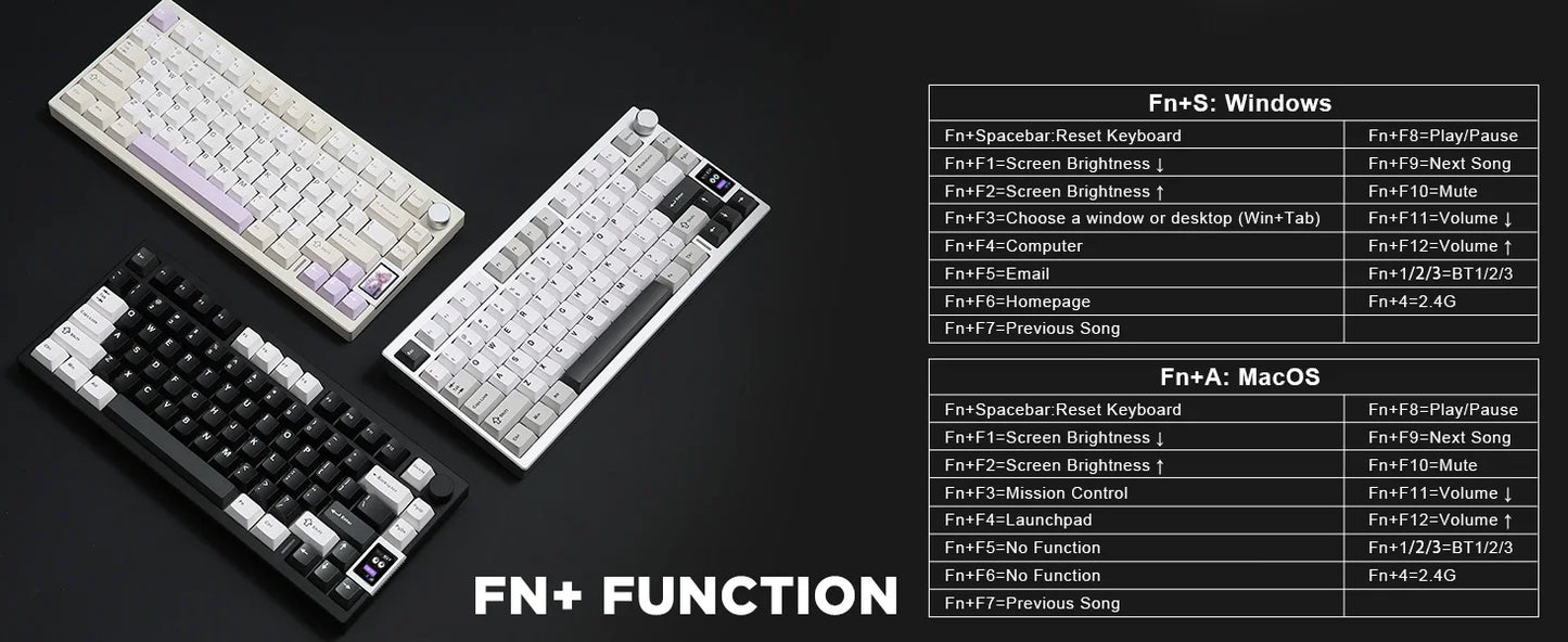 YUNZII AL80 Silver Wireless Mechanical Keyboard, Full Aluminum CNC Custom QMK/VIA Gaming Keyboard, LCD Display Hot Swap Keyboard