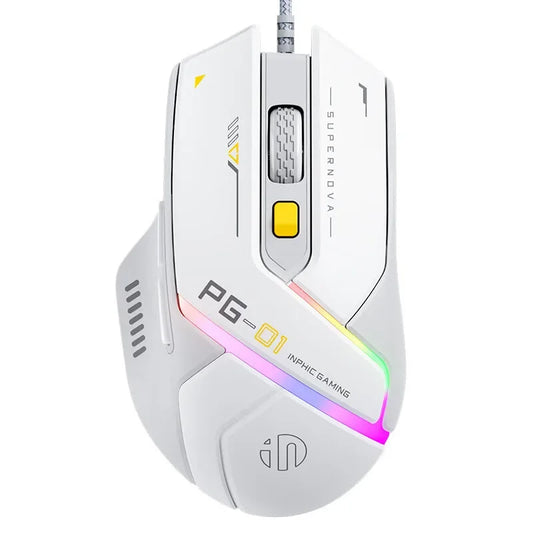 Inphic Pg1 kabelgebundene Gaming-Maus, RGB-Beleuchtung, Makroprogrammierung, 12800DPI, 6 Tasten, Computermaus, 1000hz Abfragerate