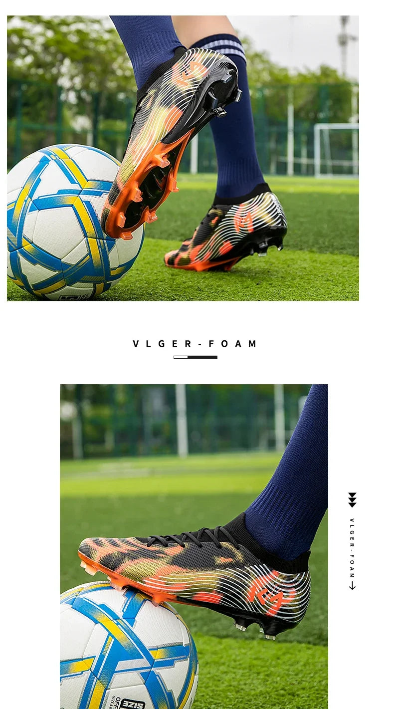 New Men Soccer Shoes Match Outdoor Sneakers Grass Cleats Hot-selling Football Boots Non-Slip Boys High-quality High-top Light
