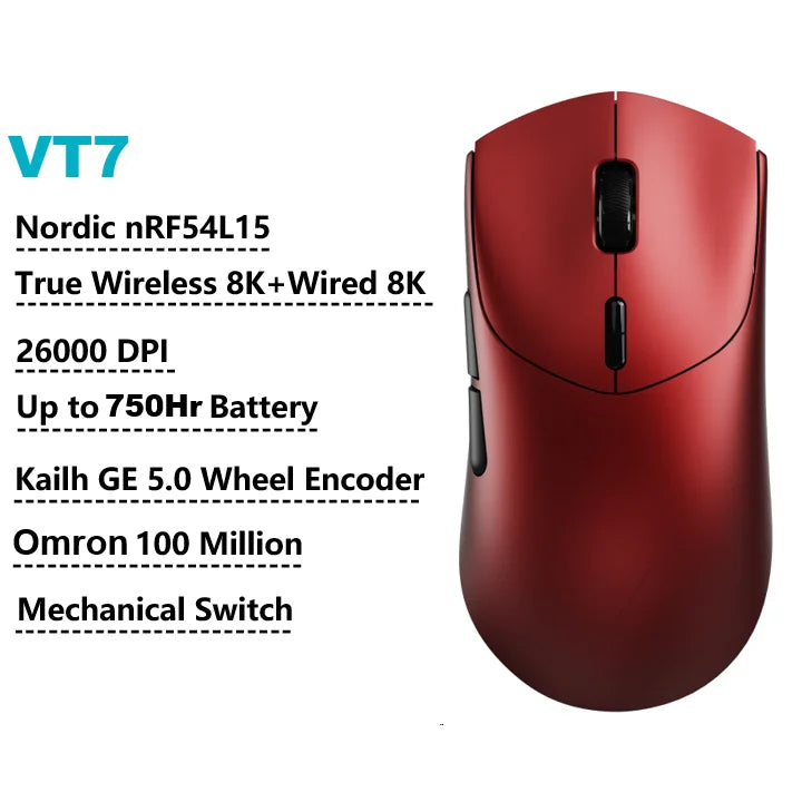 Rapoo GEN-2 VT7 Wireless Gaming Mouse, 8K Polling Rate, 53g Lightweight Gaming Mouse, 26K DPI, Macro Enabled, Rechargeable Gaming Mouse