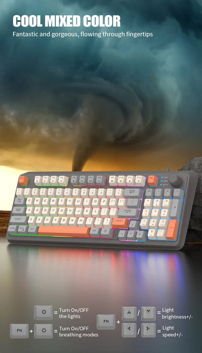 K81 Gaming Keyboard 81-Key 80% Wired RGB Gaming Keyboard with Volume Knob, Ergonomic USB Gaming Keyboard for PC, Laptop, Mac & Multi-Language Layouts
