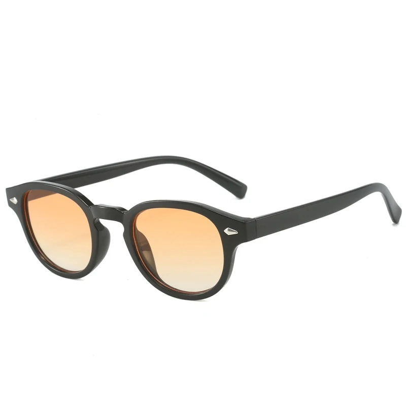 Simple Vintage Round Sunglasses Women Men 2025 Luxury Brand Design Retro Rivet Yellow Blue Lens Square Sun Glasses Female UV400