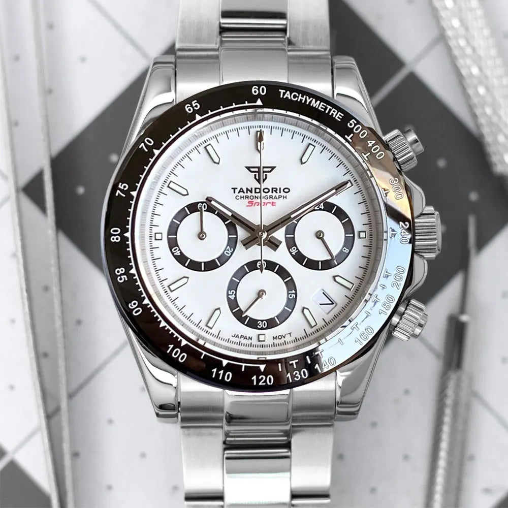 Luxury VK63 Men's Watch Quartz Movement Business Stop Watches 39mm Steel/Rose Gold Date Luminous Dial Fully Chronograph