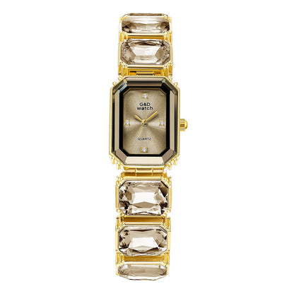 Ladies Wrist Watch Small Golden Square Quartz For Women Bracelet Watches Top Brand Luxury Diamond Fashion Women's Watch 2024