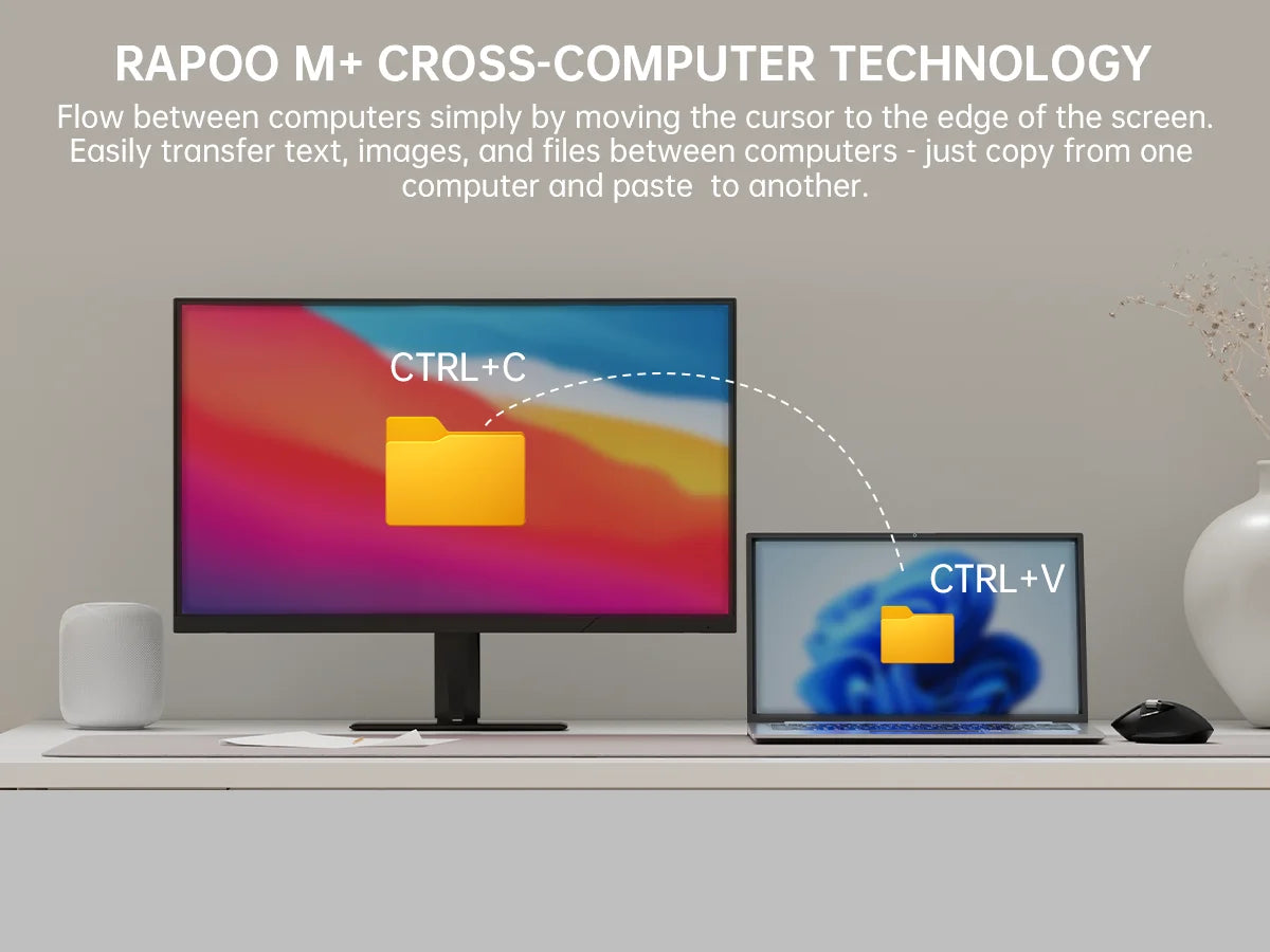 Rapoo MT760L/MT760M vícerežimová dobíjecí bezdrátová myš, ergonomická, 4000 DPI, podpora až 4 zařízení, Bluetooth myš