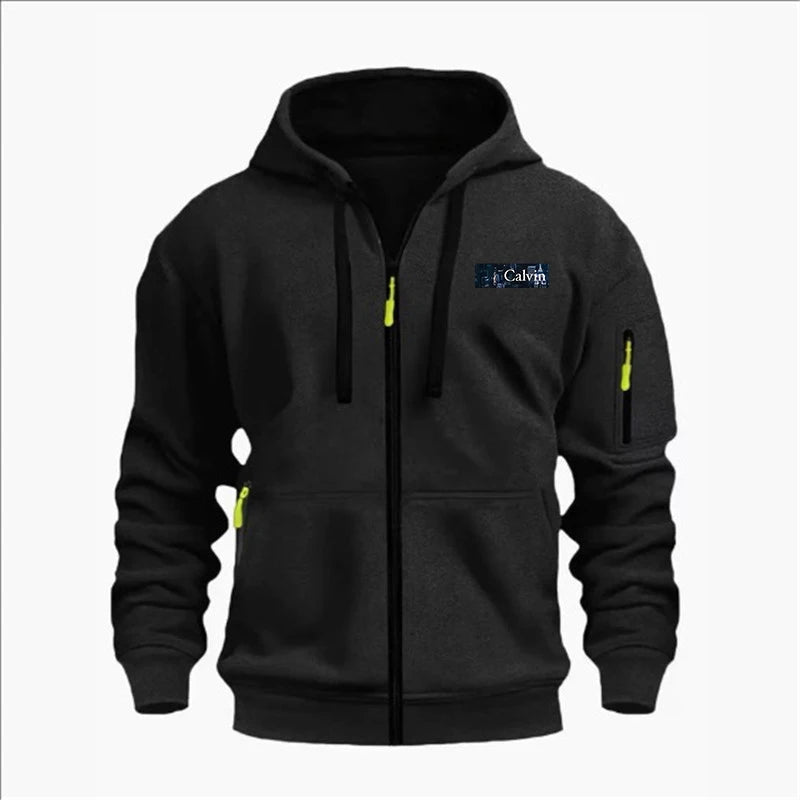 Men's Sweatshirts with Zipper Pockets Thin Solid Color Half Tracksuit Casual Outdoor Hooded Tracksuit Long Sleeves Jacket Coats