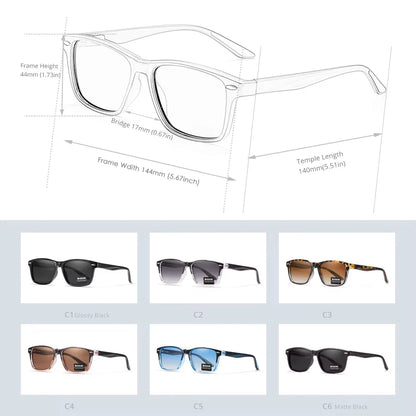 KDEAM All Matching Square Polarized Sunglasses For Men Women TR90 Material Frame Spring Hinges KD398