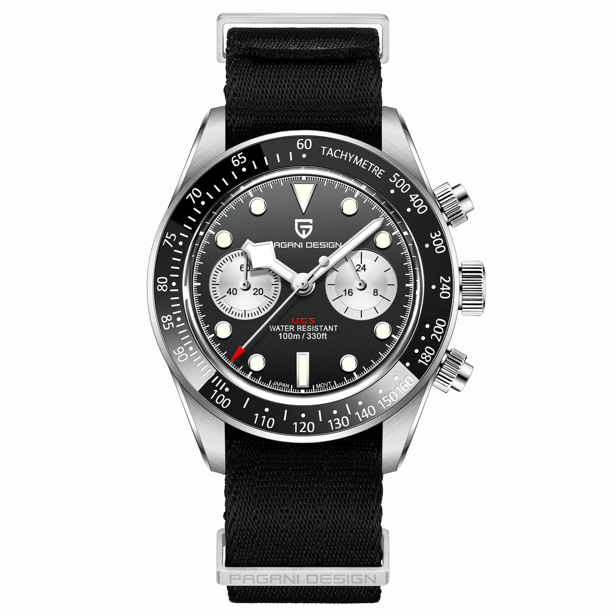 PAGANI DESIGN ‘Panda’ Men’s Watch – Luxury quartz chronograph, water-resistant, sapphire crystal with anti-reflective coating, luminescent sports watch