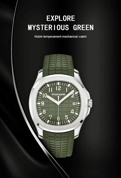 Specht&Sohne 2025 New Luxury Men Mechanical Wristwatch Miyota 8215 Stainless Steel Watch Green Rubber Sapphire Reloj Hombre