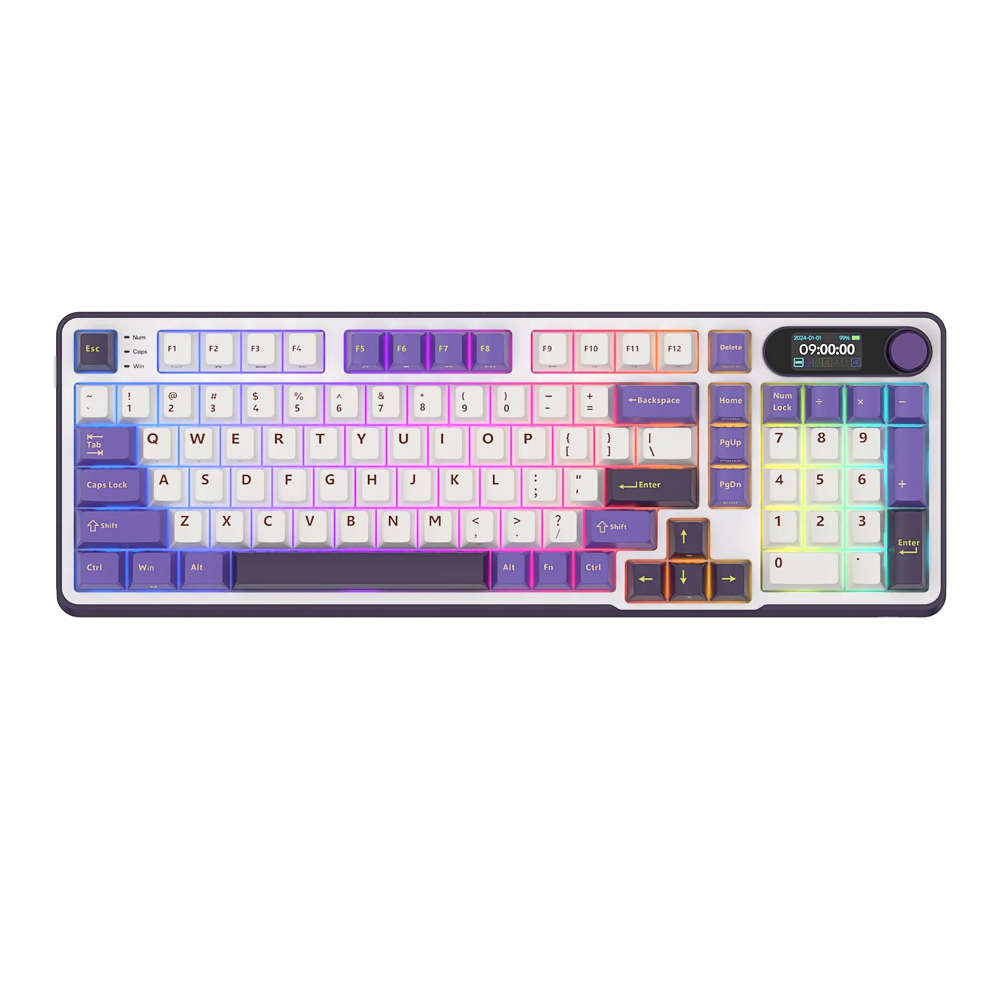 RK S98 ROYAL KLUDGE Top Mount Mechanical Keyboard TFT Screen Knob 96% RGB Backlit Tri-mode Wireless Gaming Keyboard PBT Keycaps
