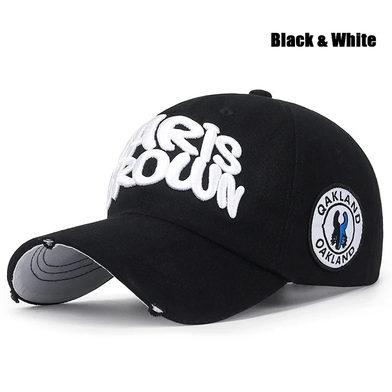 Modna czapka baseballowa do sportu na świeżym powietrzu, unisex, dla mężczyzn i kobiet, z uniwersalnym haftem literowym, regulowana czapka typu snapback