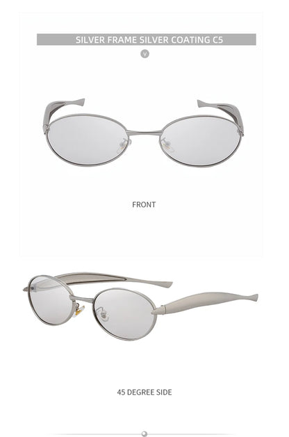 Sexy Small Oval Punk Sunglasses Women 2026 Luxury Vintage Steampunk Metal Frame Sun Glasses For Ladies Trendy Traveling Shades