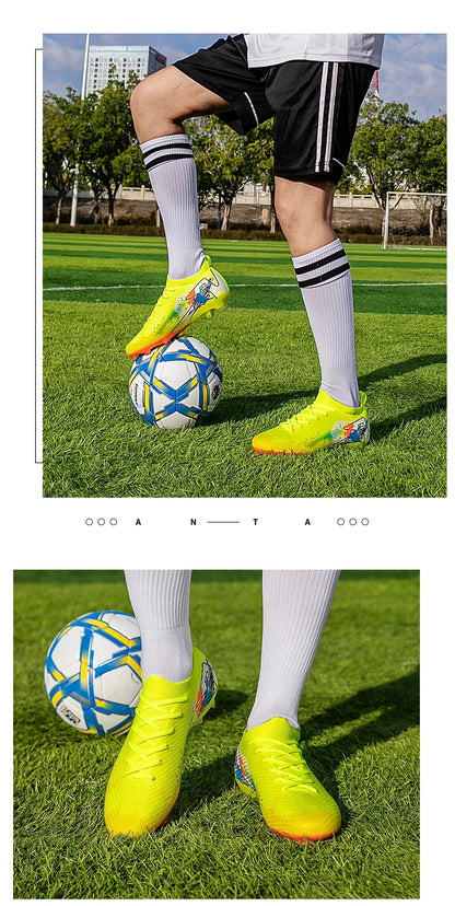 New Men Football Boots Cleats Non-Slip Match Ultralight Soccer FG Training Shoes Soccer Shoes Long Spikes Outdoor Drop Shipping