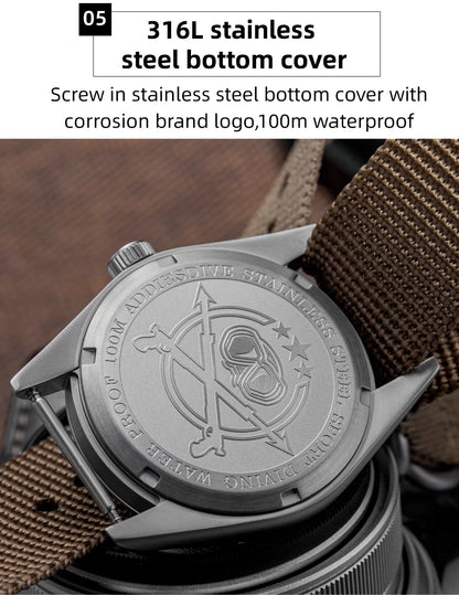 ADDIESDIVE Luxury Quartz Watch For Men New 36mm AR Coated Bubble Glass AD2079 Luminous 100m Waterproof Stainless Steel Men Gift