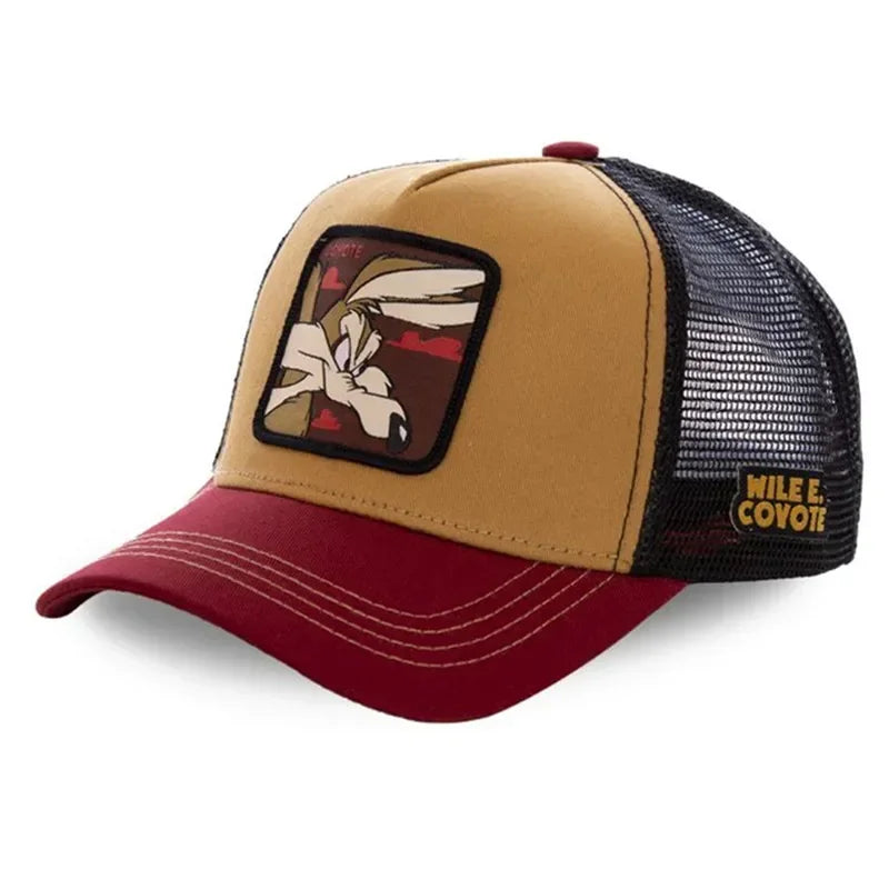 Unisex Anime Cartoon Cap Embroidered Patch Draw Baseball Cap Male Female Trucker Hat Mesh Hats Sun Hat
