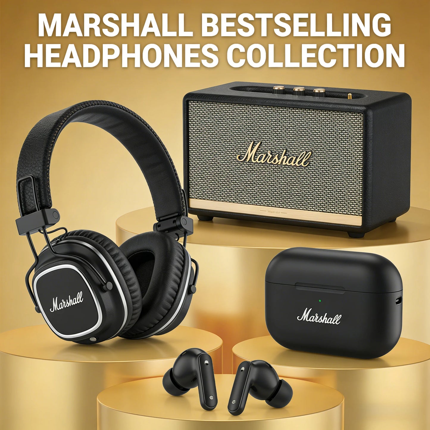Marshall Motif II ANC True Wireless Earbuds Bluetooth 5.2 Noise Cancelling Headphones with Mic