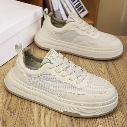 Ultralette, åndbare mesh-sneakers til mænd 2025 – moderigtige fritidssko med tyk sål, behagelige snøresko til daglig gang