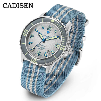 CADISEN Deep Explorer 2025 New Automatic Mechanical Watch Man Canvas Strap Wristwatch 8215 Luxury Luminous Waterproof Watches