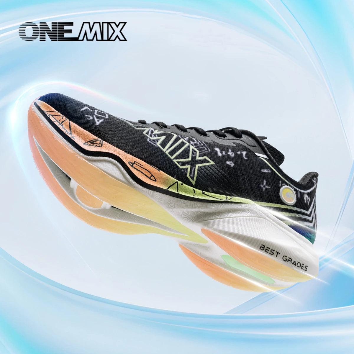 ONEMIX New Nylon Carbon Board Marathon Running Racing Shoes Shock-Absorbing Professional Stable Support Ultra-Light Rebound Sneakers