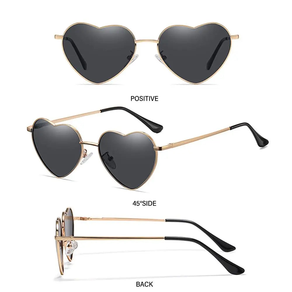 Heart-Shaped Sunglasses Heart Sun Glasses Shades Vintage 90s Glasses UV400 Protection Metal Frame Sunglasses Fancy Accessories