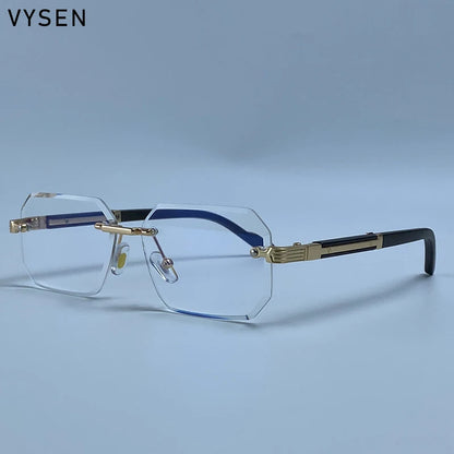 Vintage Punk Rectangle Rimless Sunglasses Men 2026 Luxury Brand Geometric Polygon Sun Glasses Male Trendy Square Shades Eyewear